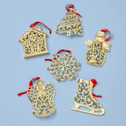 Sparkle & Scroll Gold Ornaments, Set of 6