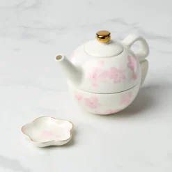 Spring Pansies Tea For One with Tea Bag Holder