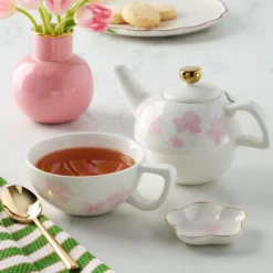 Spring Pansies Tea For One with Tea Bag Holder