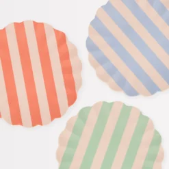 Stripey Assorted Bamboo Large Plates, Set of 6