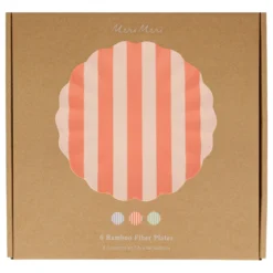 Stripey Assorted Bamboo Large Plates, Set of 6