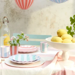 Stripey Assorted Bamboo Large Plates, Set of 6