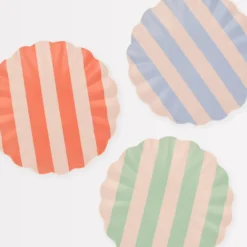 Stripey Assorted Bamboo Small Plates, Set of 6