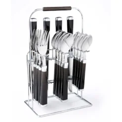Temptation Black Charcoal Handle 16-Piece Flatware Set