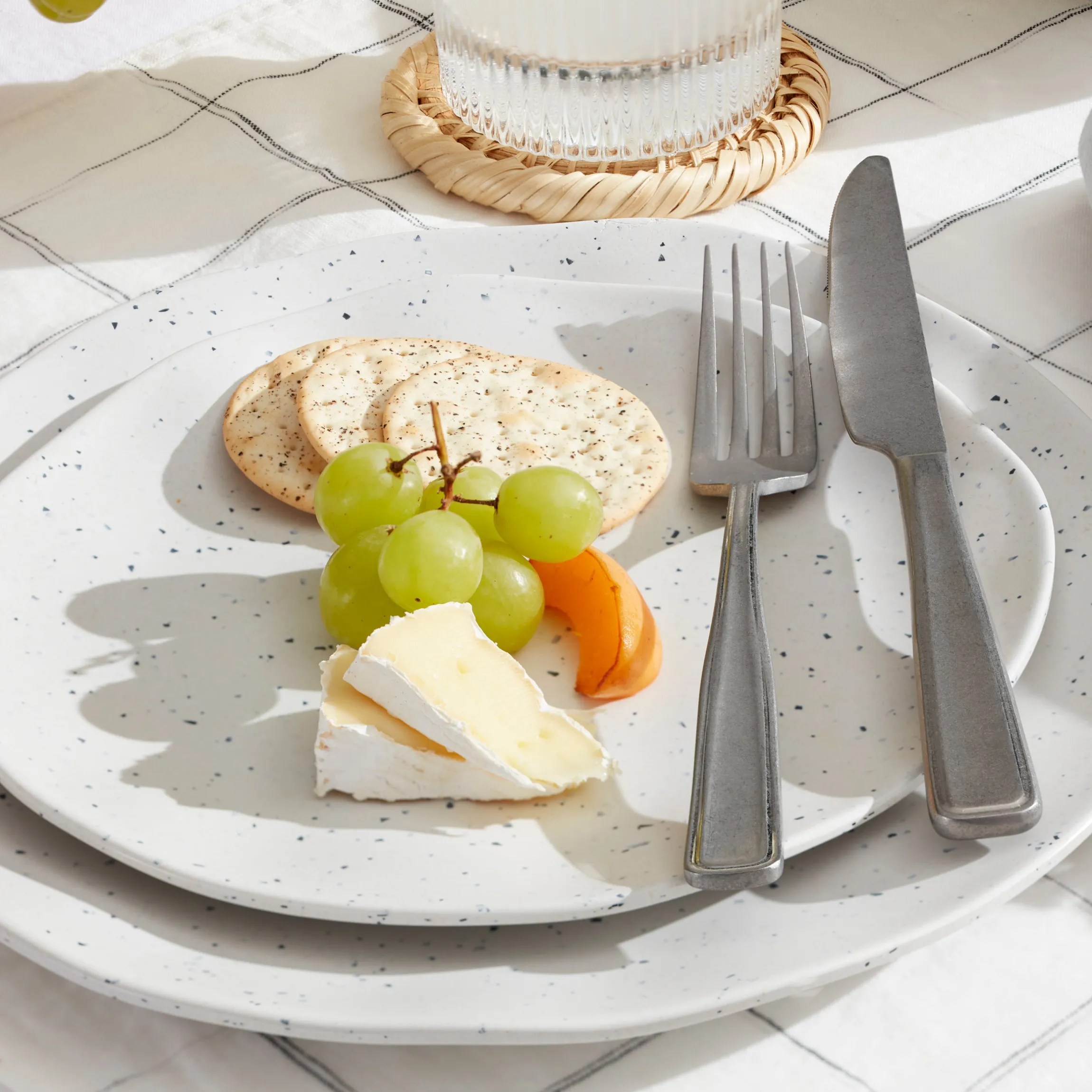 Terrazzo Melamine Cream 12-Piece Dinnerware Set