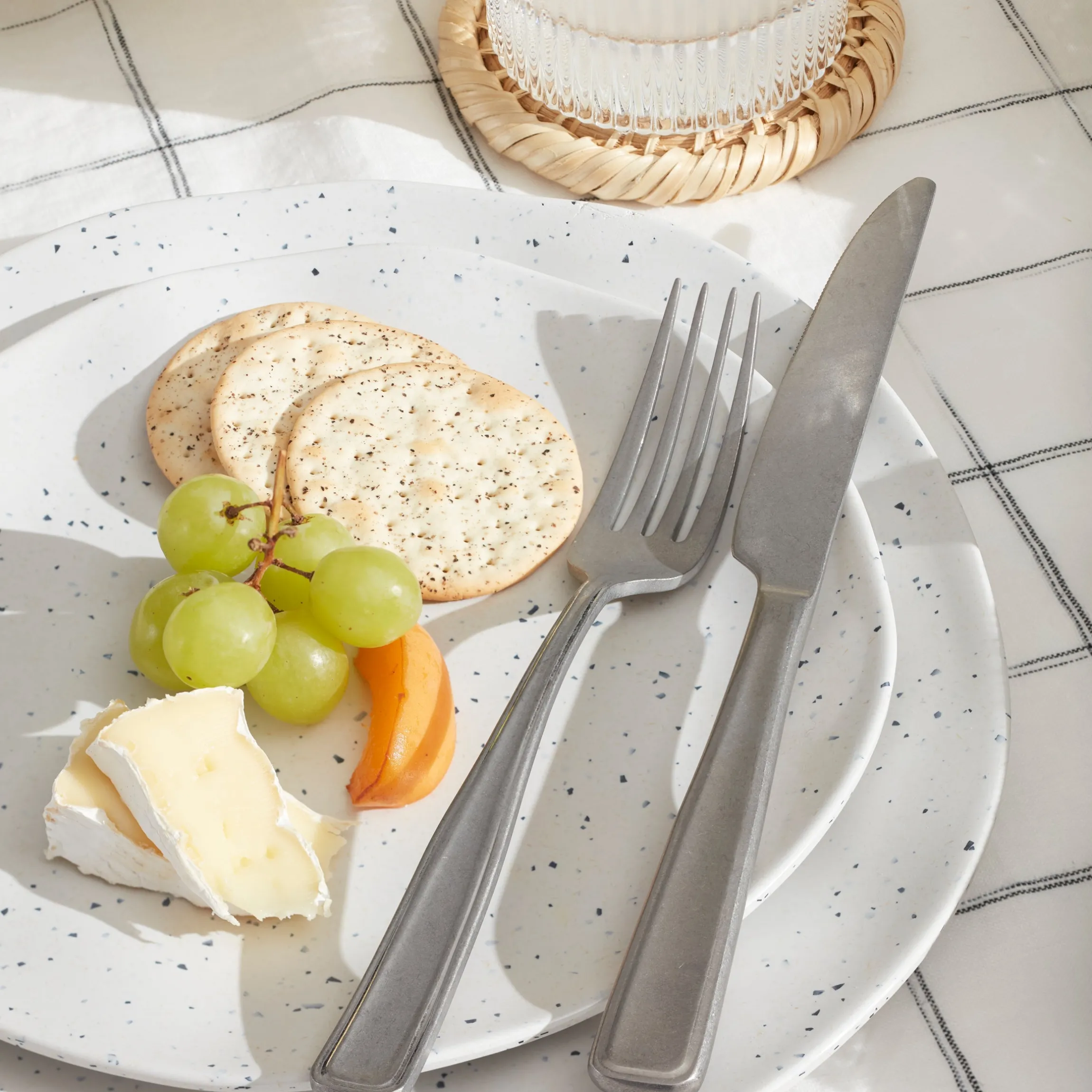 Terrazzo Melamine Cream 12-Piece Dinnerware Set