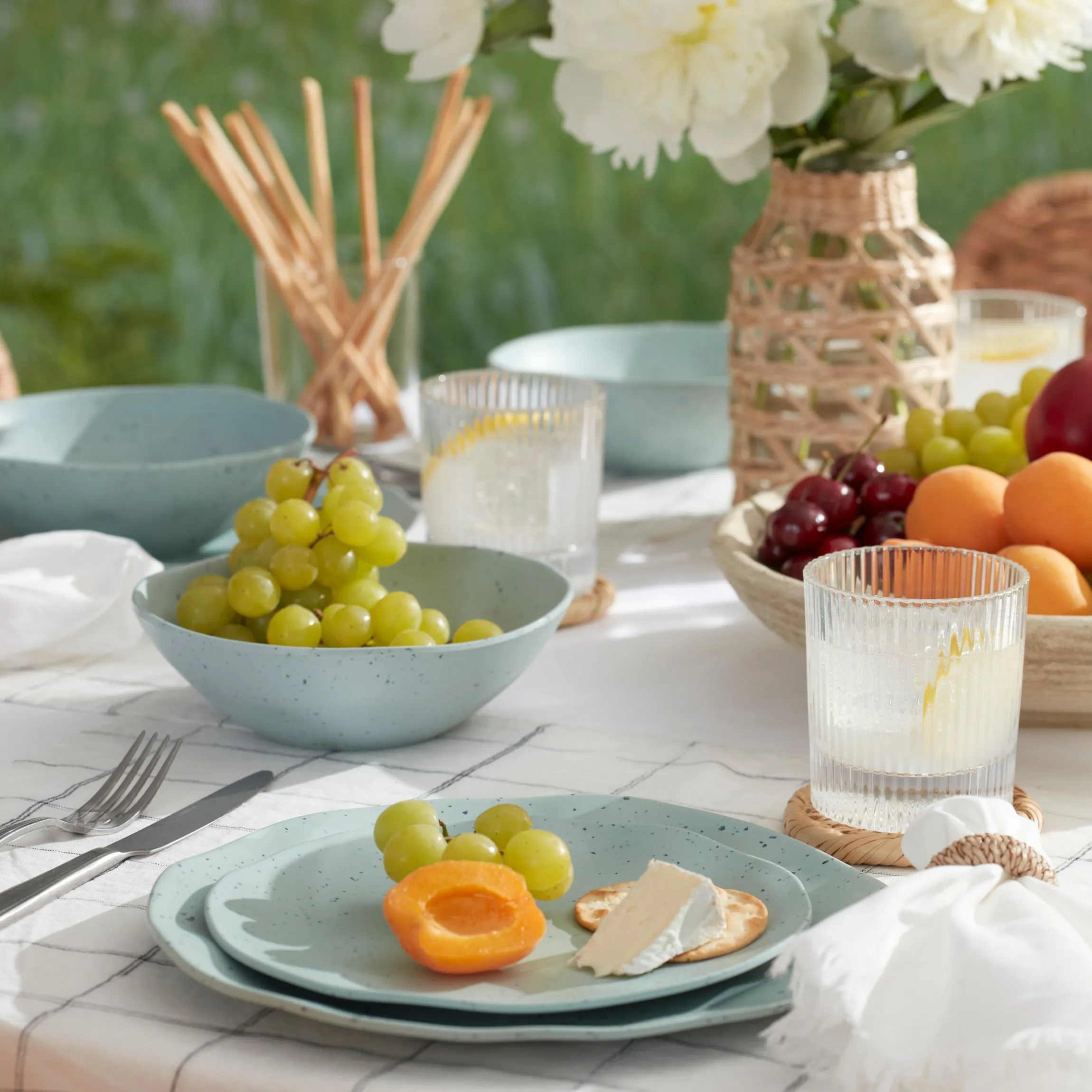 Terrazzo Melamine Mint 12-Piece Dinnerware Set