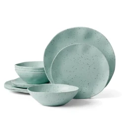 Terrazzo Melamine Mint 12-Piece Dinnerware Set