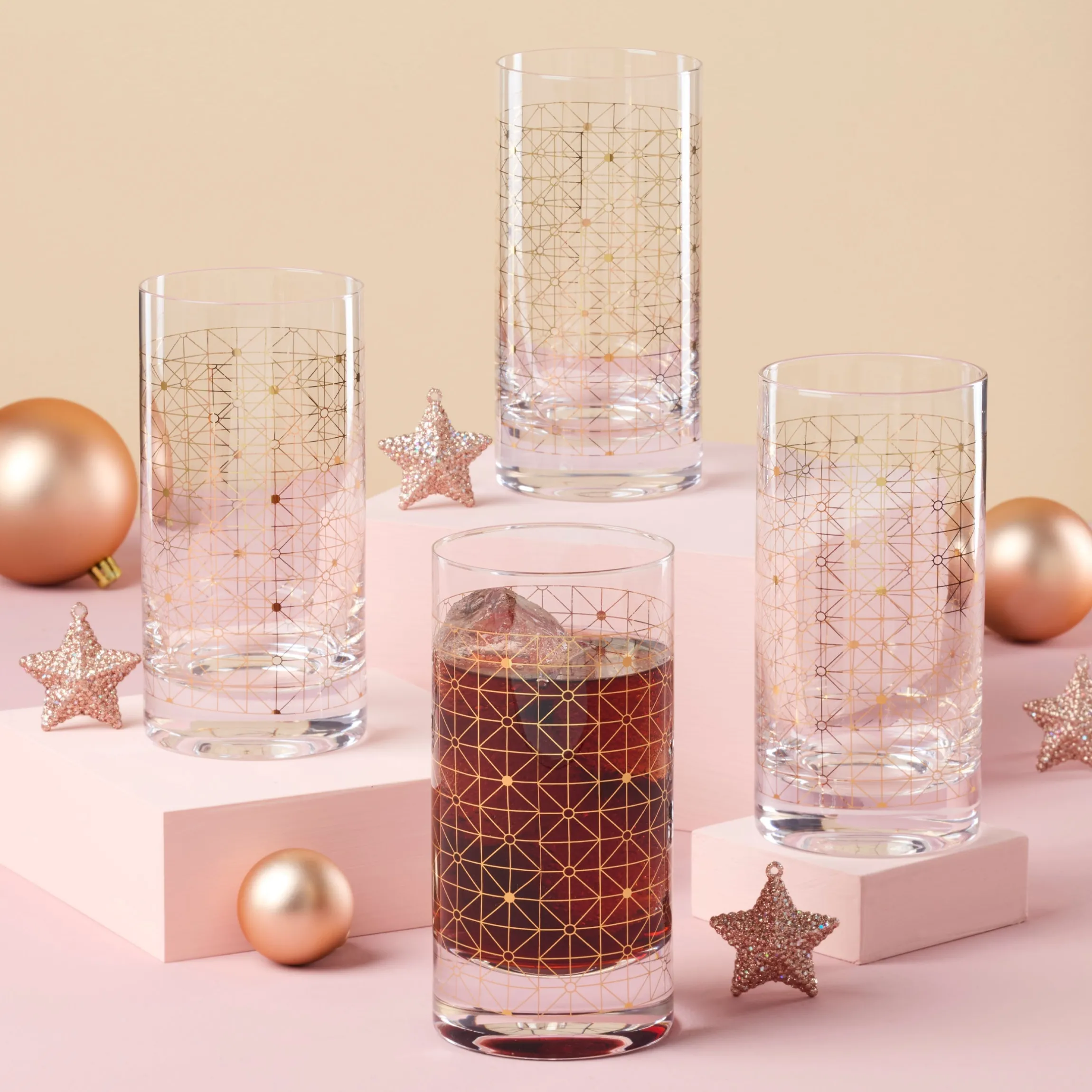 Tuscany Classics Gold Dust Highball Glasses, Set of 4
