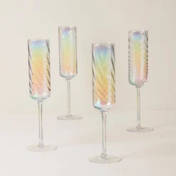 Tuscany Classics Iridescent Flute Glasses, Set of 4