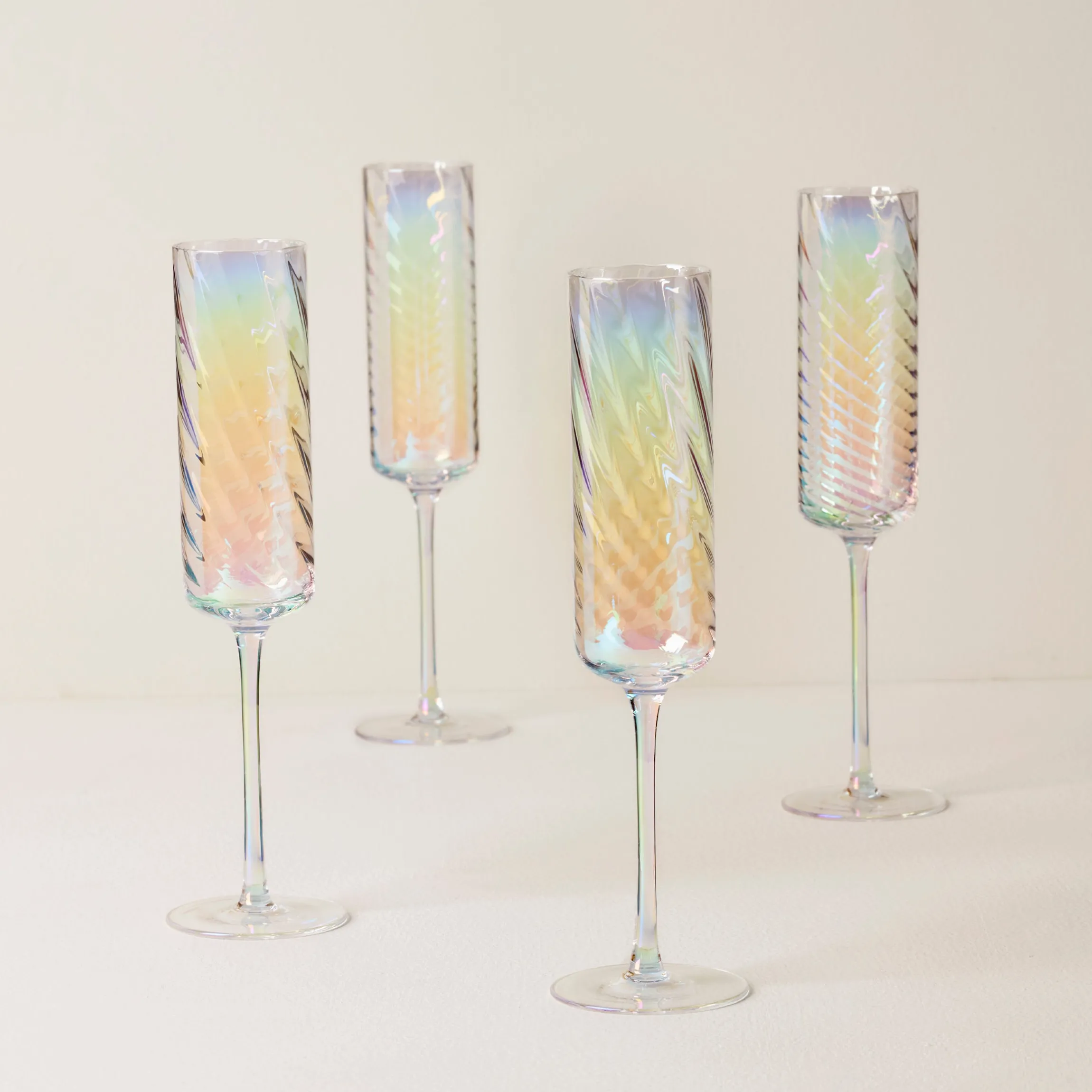 Tuscany Classics Iridescent Flute Glasses, Set of 4