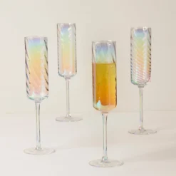 Tuscany Classics Iridescent Flute Glasses, Set of 4