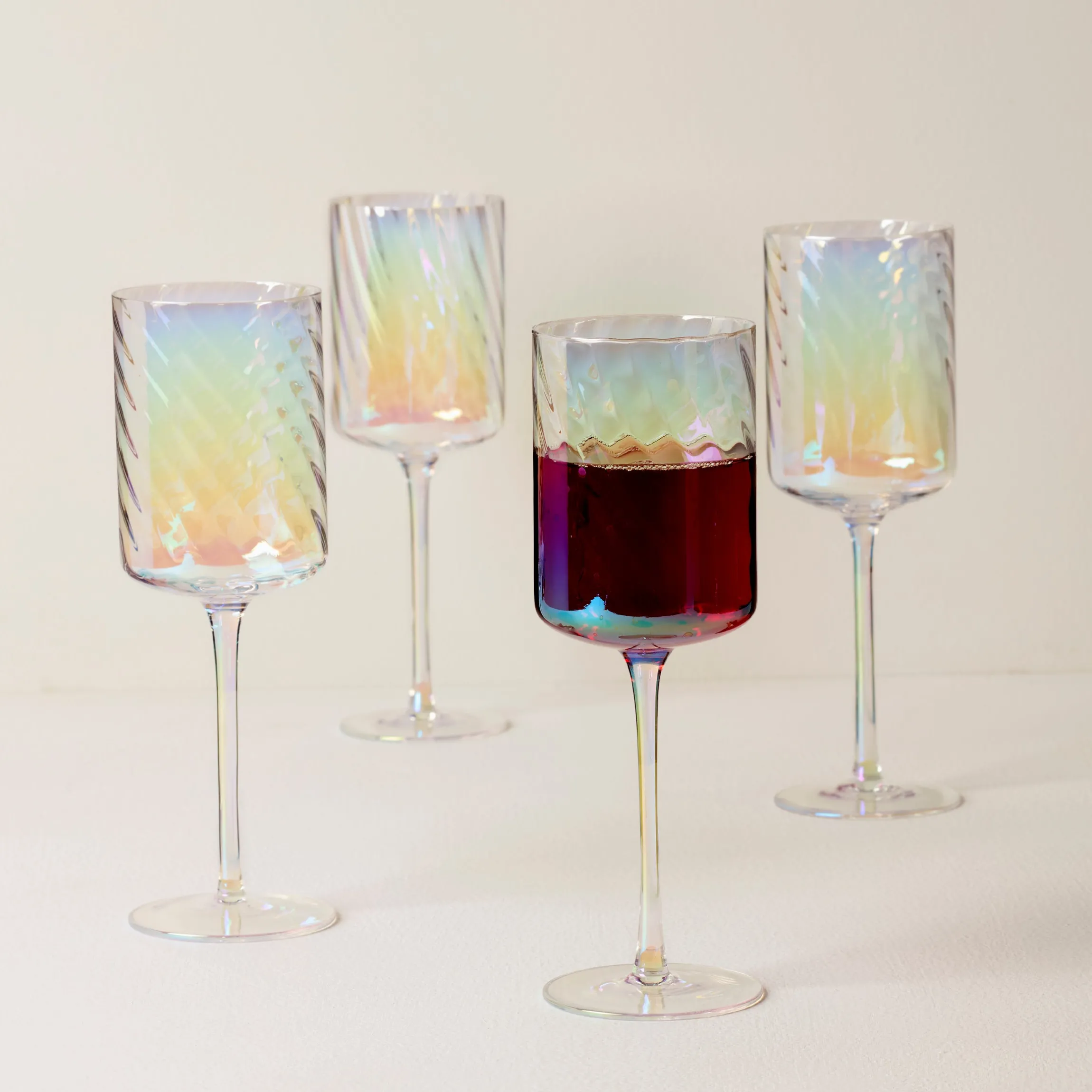 Tuscany Classics Iridescent Red Wine Glasses, Set of 4