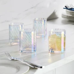 Tuscany Classics Iridescent Double Old-Fashioned Glasses, Set of 4
