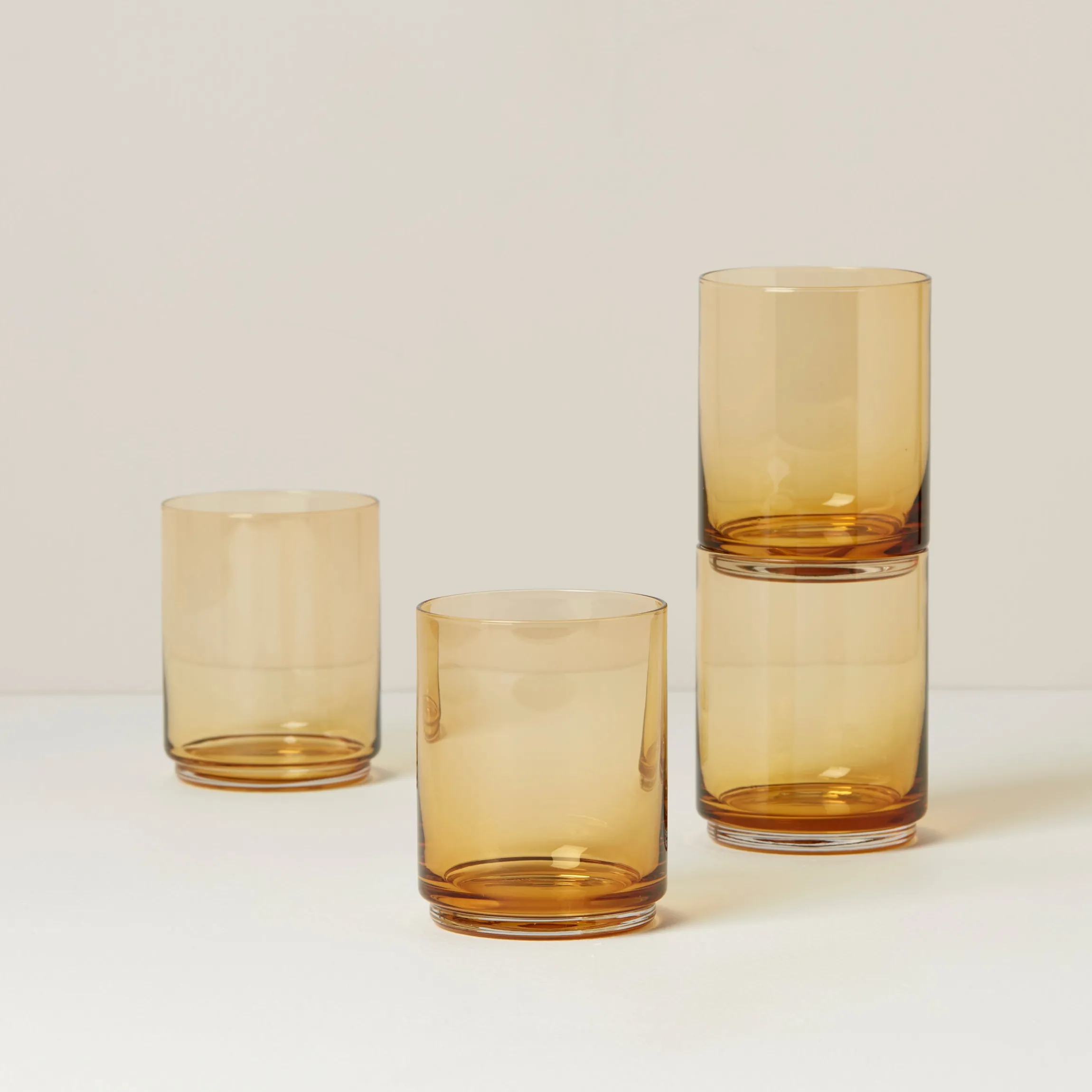 Tuscany Classics Stackable Amber Tall Glasses, Set of 4