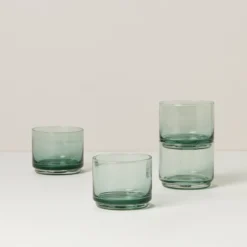 Tuscany Classics Stackable Green Short Glasses, Set of 4