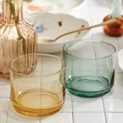 Tuscany Classics Stackable Green Short Glasses, Set of 4