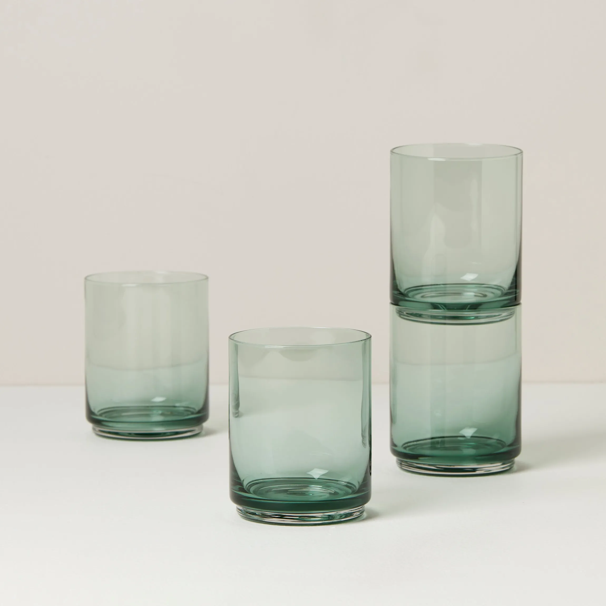 Tuscany Classics Stackable Green Tall Glasses, Set of 4