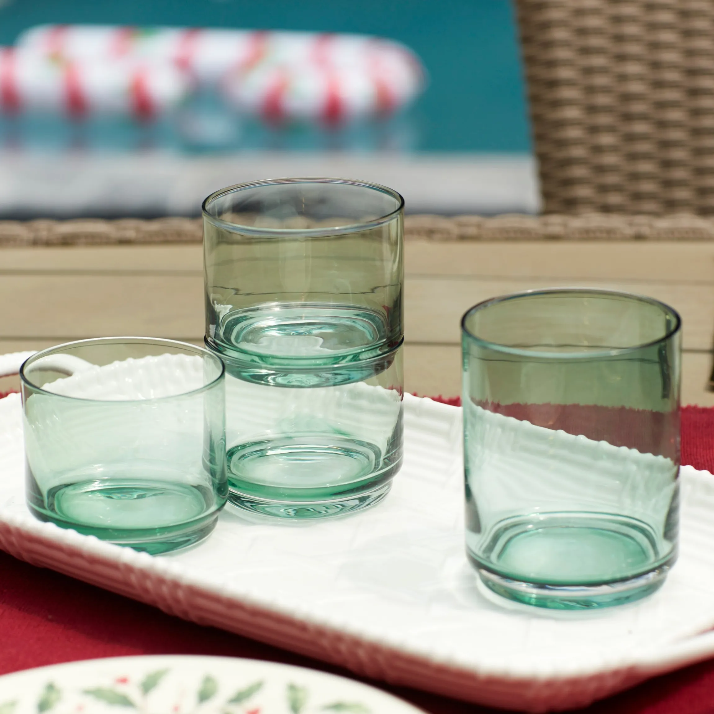 Tuscany Classics Stackable Green Tall Glasses, Set of 4