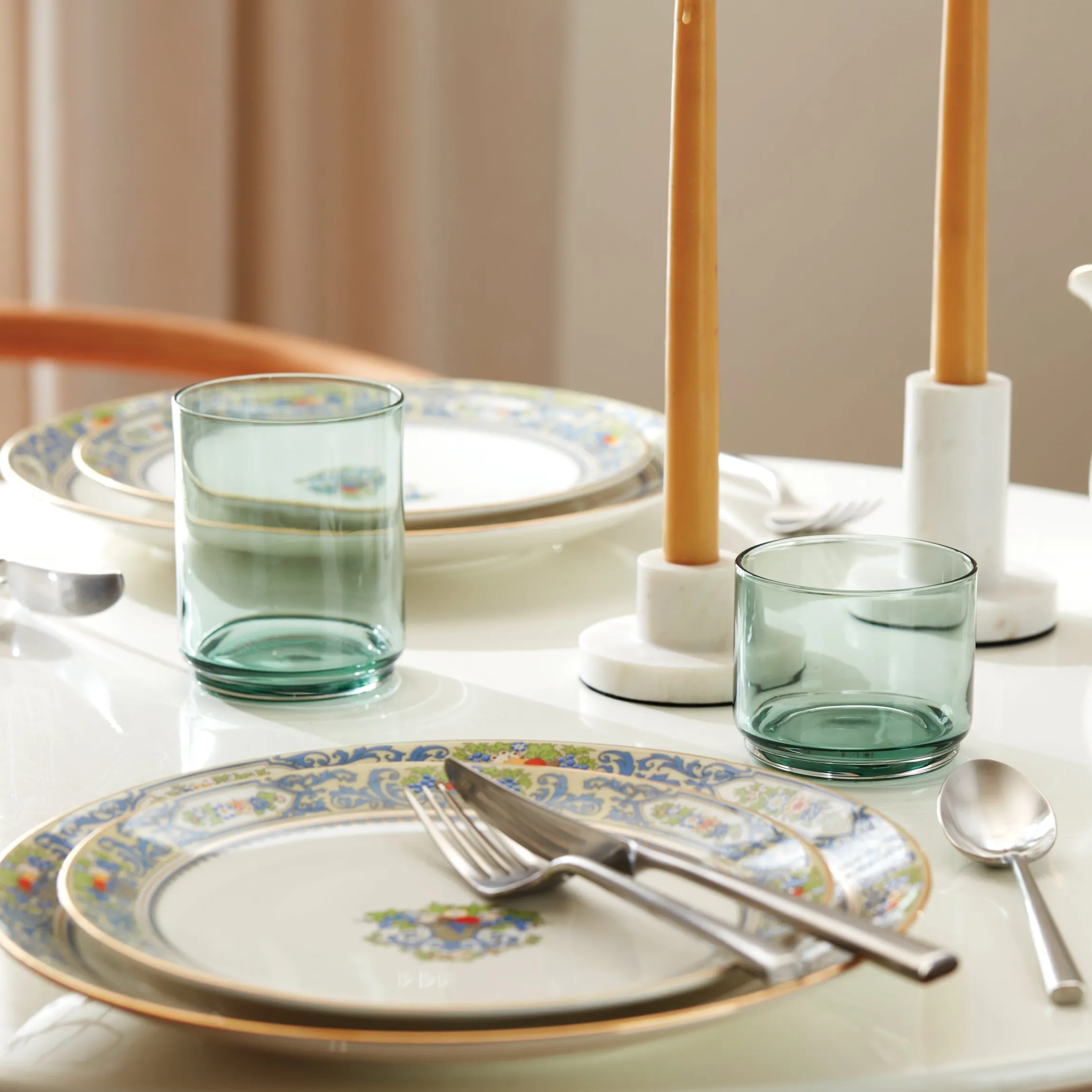 Tuscany Classics Stackable Green Tall Glasses, Set of 4