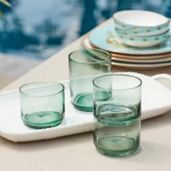 Tuscany Classics Stackable Green Tall Glasses, Set of 4