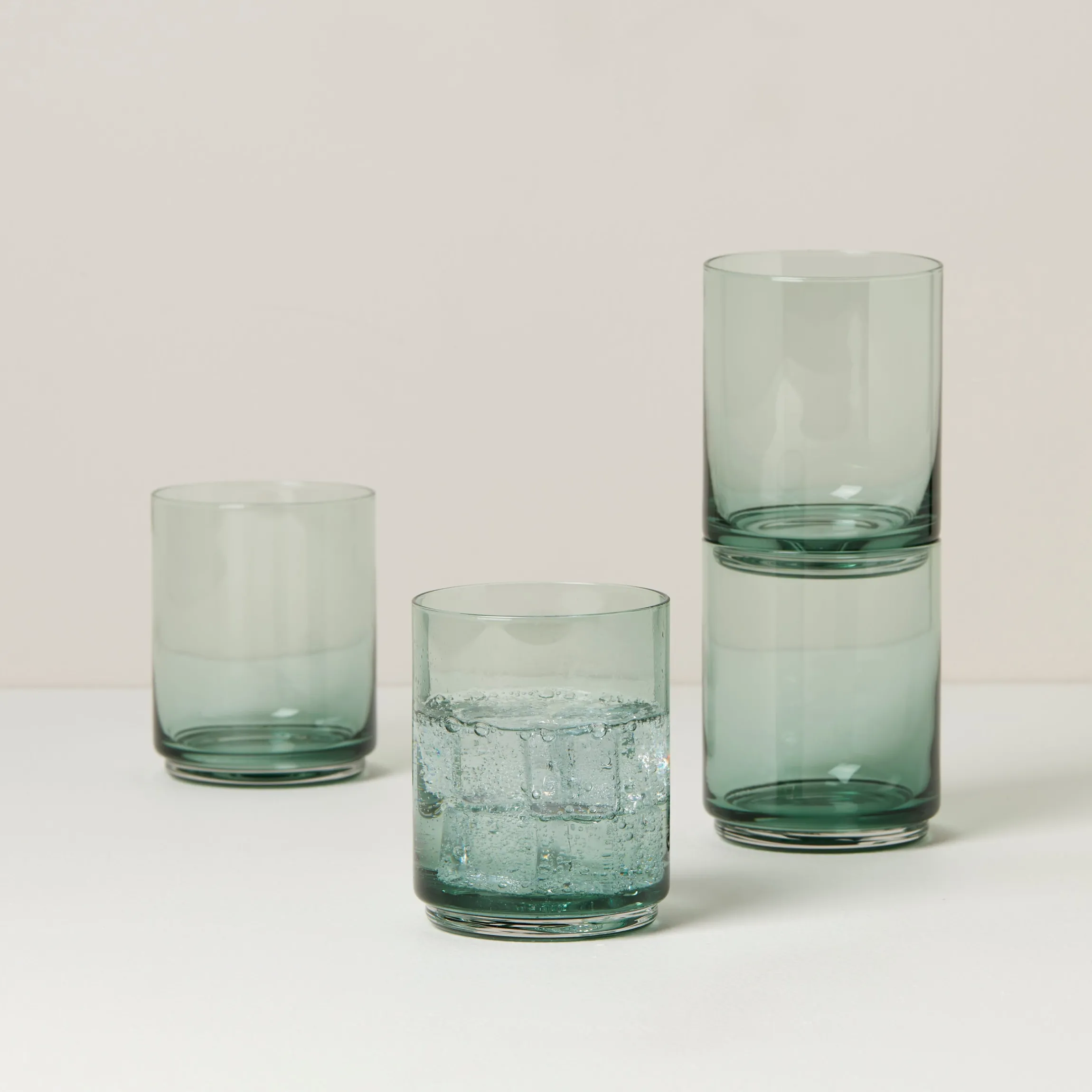 Tuscany Classics Stackable Green Tall Glasses, Set of 4