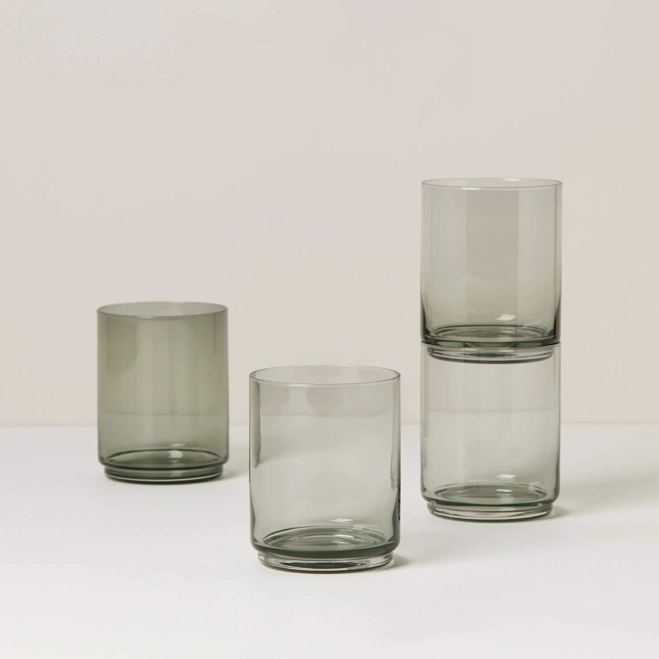 Tuscany Classics Stackable Smoke Tall Glasses, Set of 4