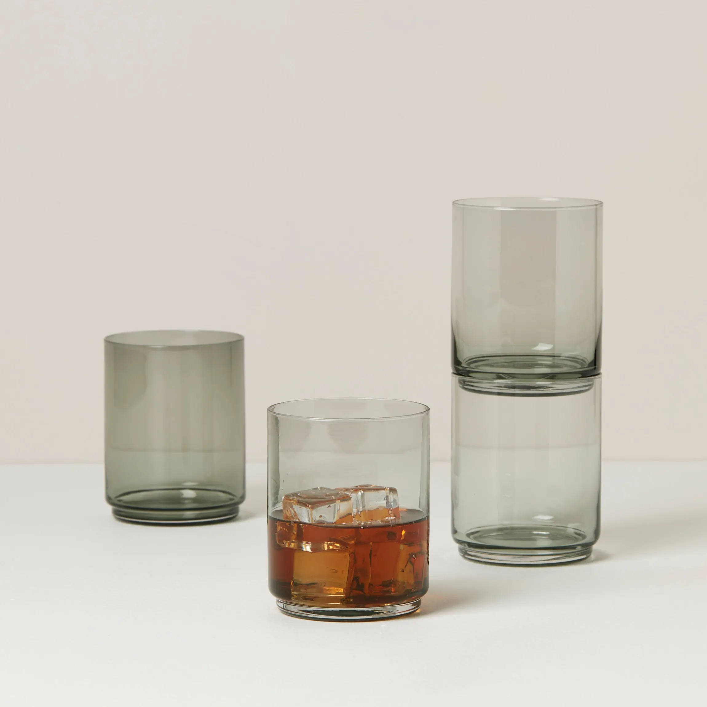 Tuscany Classics Stackable Smoke Tall Glasses, Set of 4