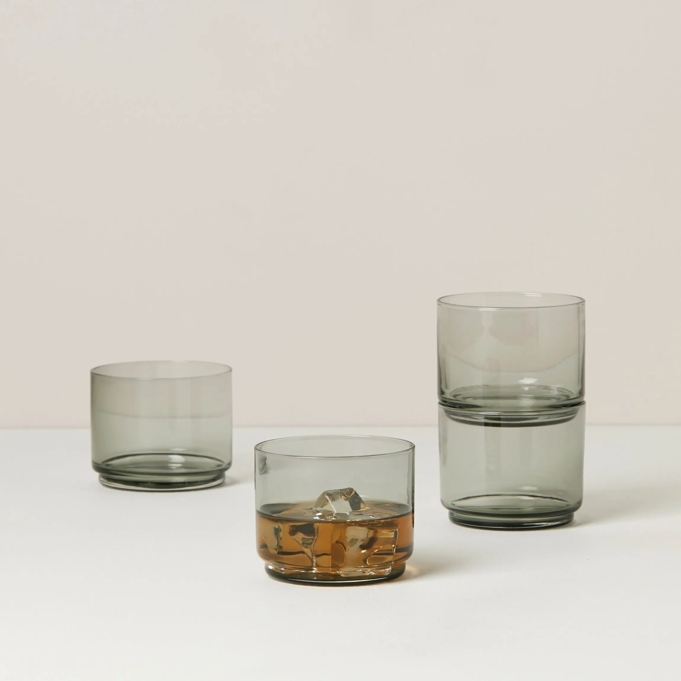 Tuscany Classics Stackable Smoke Short Glasses, Set of 4