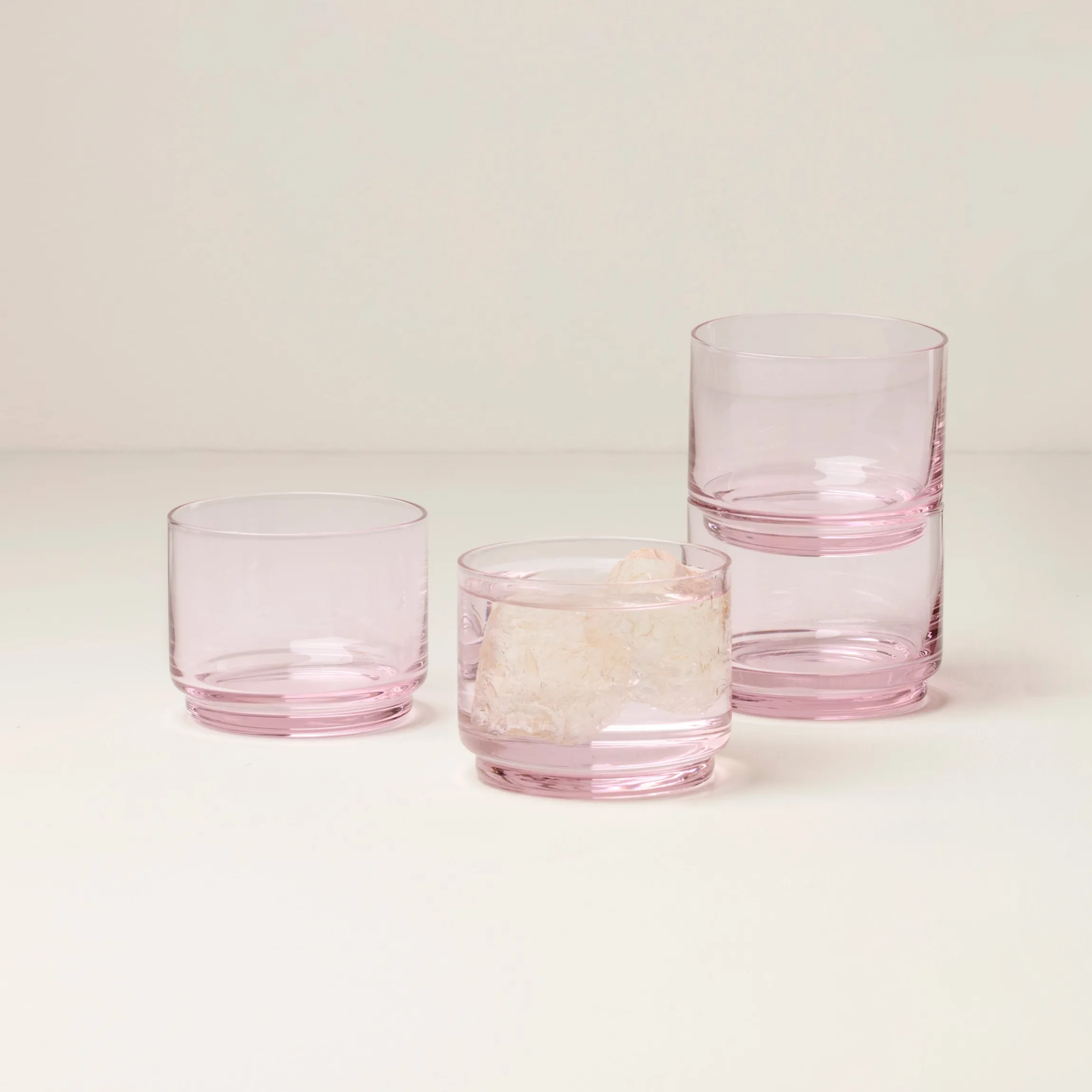 Tuscany Stackable Blush Short Glasses, Set of 4