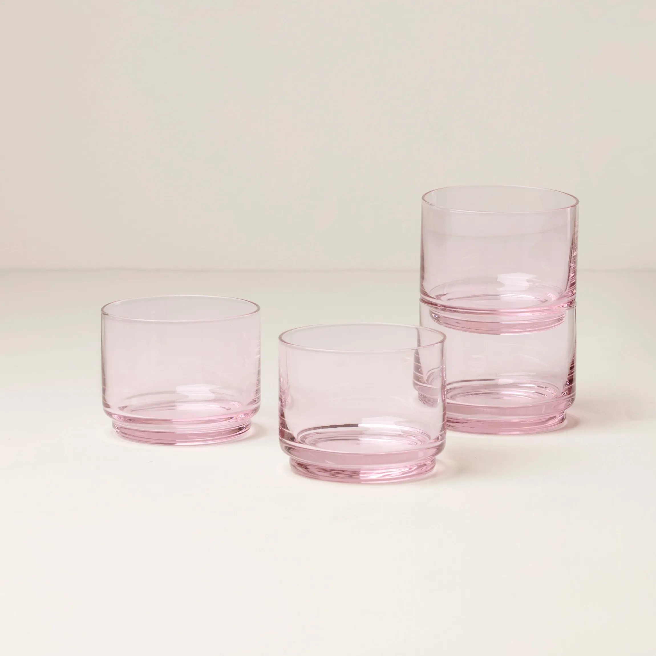 Tuscany Stackable Blush Short Glasses, Set of 4