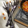 Vintro Halloween Skeleton Black Satin 2-Piece Salad Servers