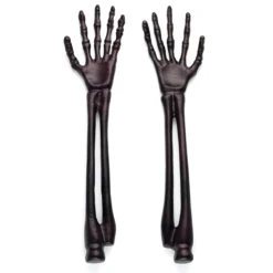 Vintro Halloween Skeleton Black Satin 2-Piece Salad Servers