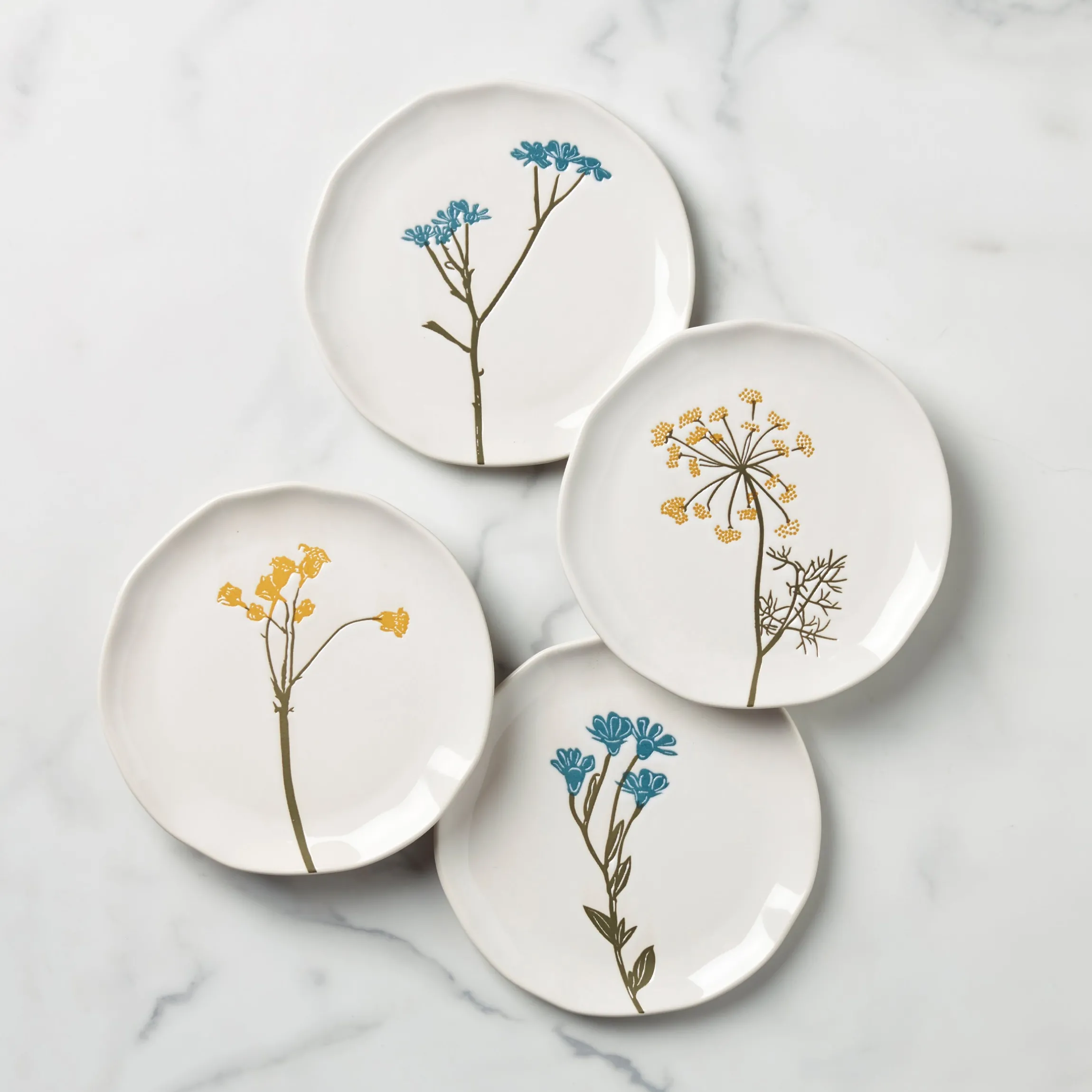 Wildflowers Tidbit Plates, Set of 4