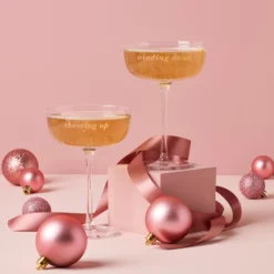 Winding Down & Cheering Up Coupe Glasses, Set of 2
