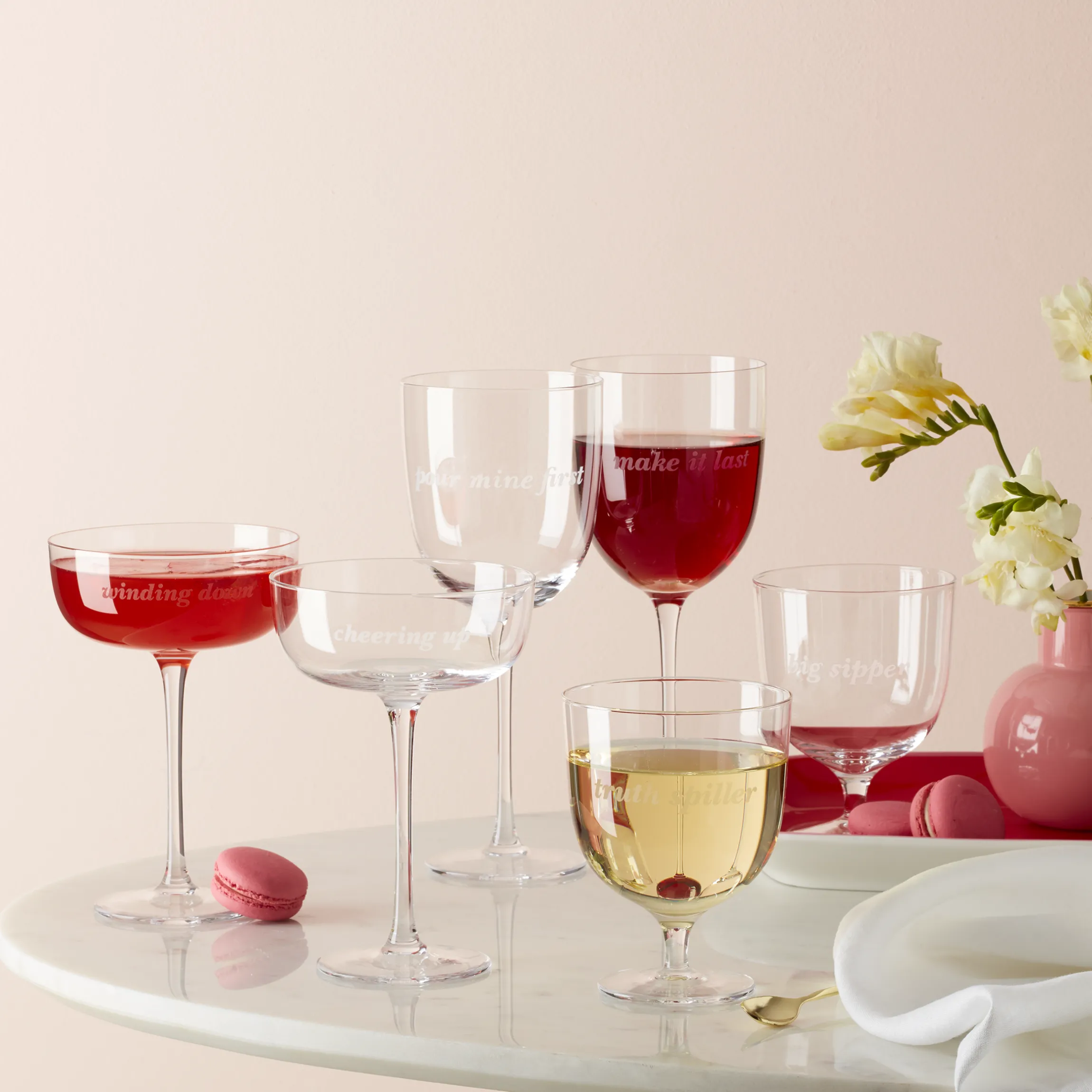 Winding Down & Cheering Up Coupe Glasses, Set of 2