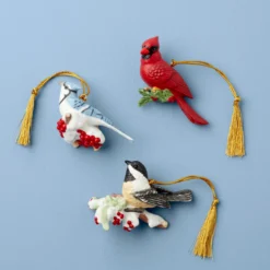 Winter Birds Ornaments, Set of 3