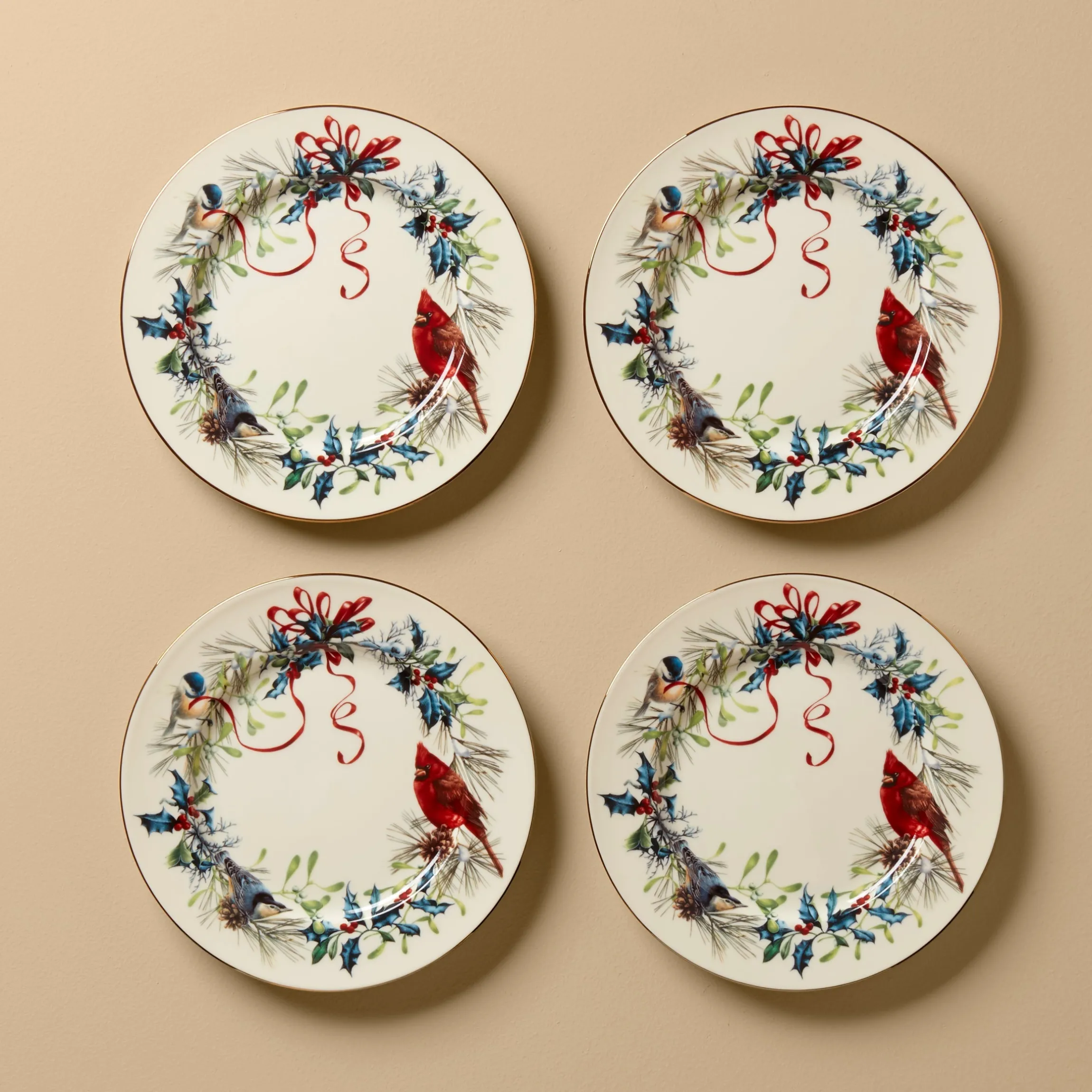 Winter Greetings Salad Plates, Set of 4