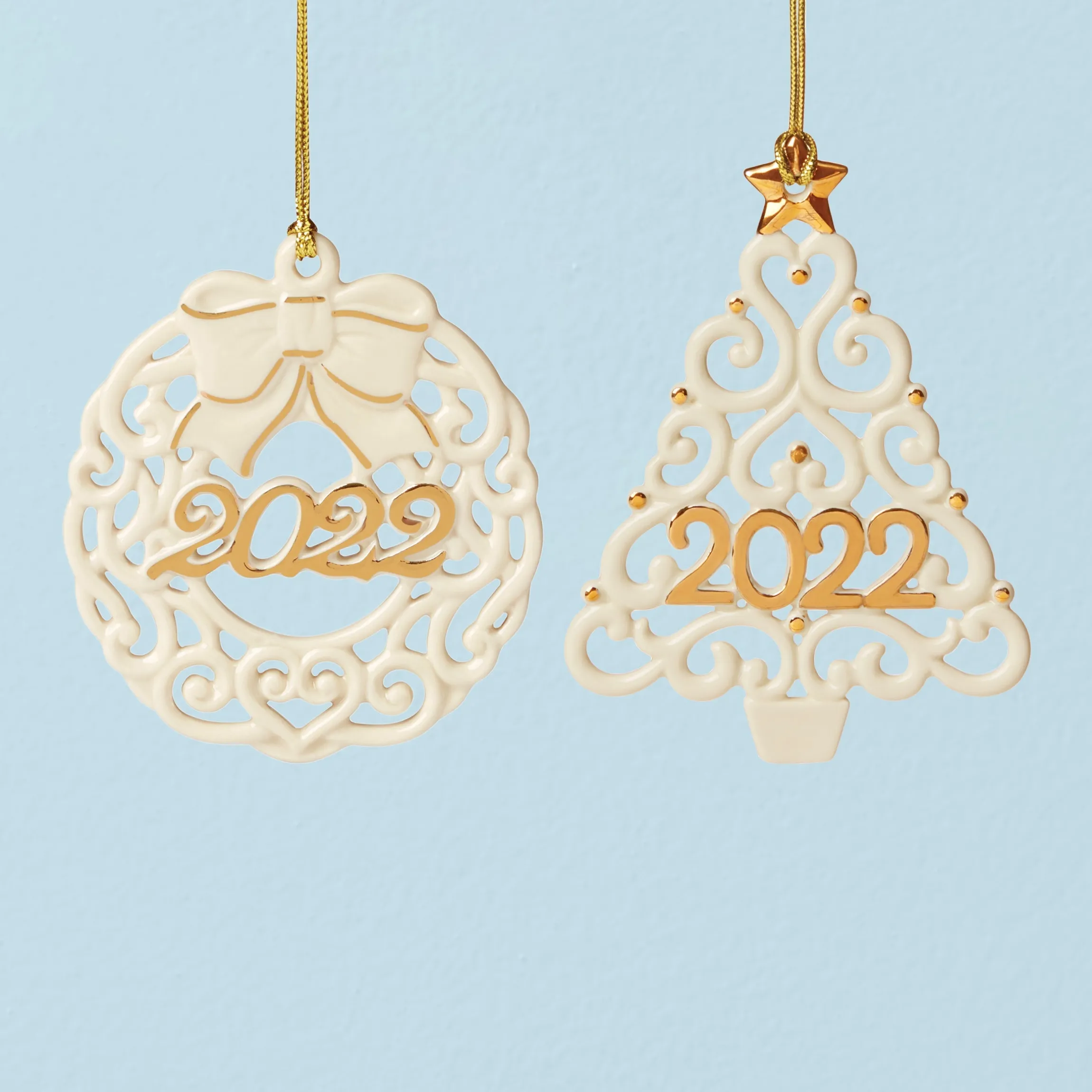 2022 Wreath & Tree Ornaments, Set of 2