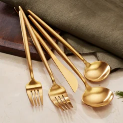 Zephyr Gold Satin 45-Piece Flatware Set